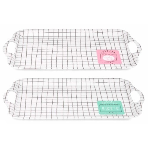 BANDEJA MELAMINA KINVARA CUADROS 42X30CM SURTIDAS